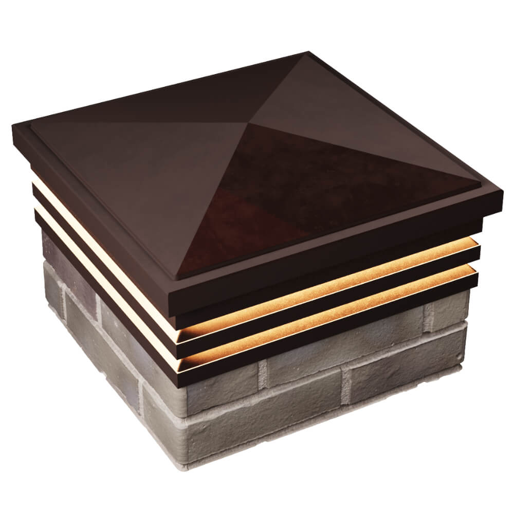 Колпак Zking Бона ХайТек Коричневый на столб 1.5х1.5 кирпича (385х385мм) с подсветкой в Пятигорске фото