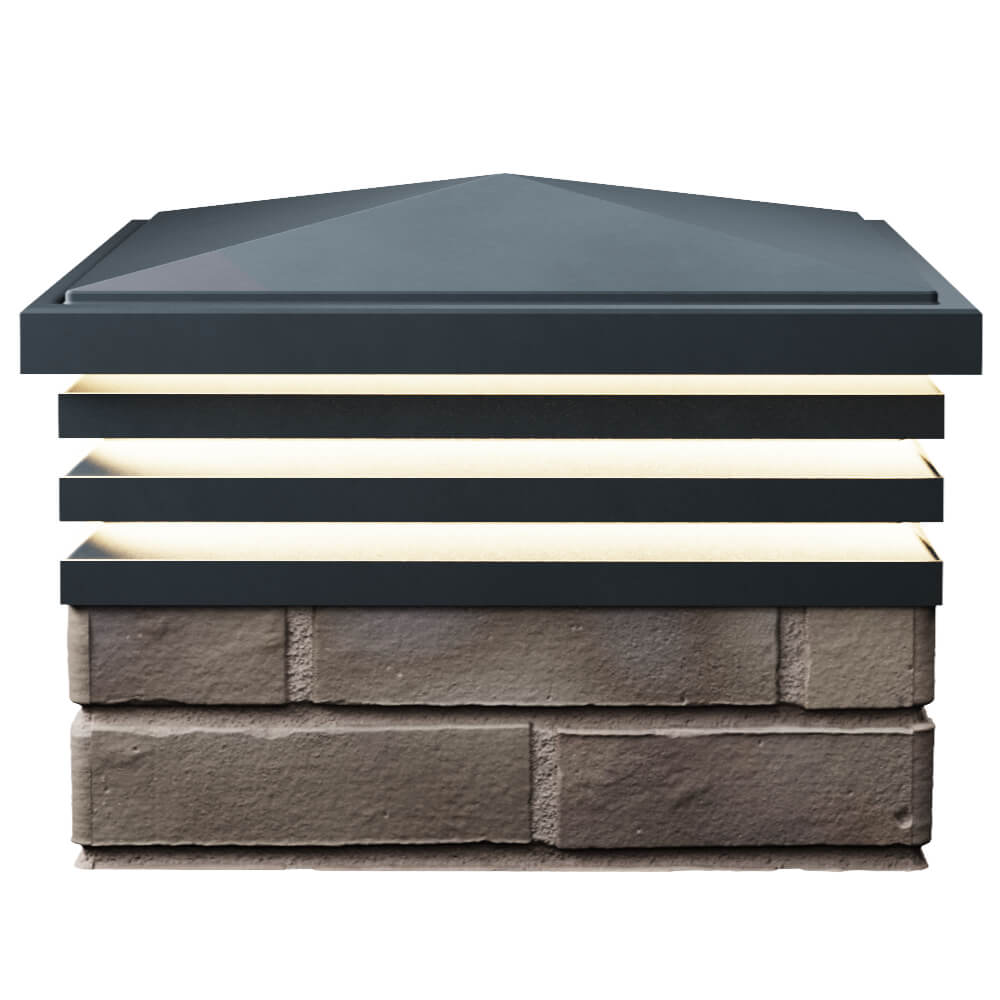 Колпак Zking Бона ХайТек Серый на столб 1.5х1.5 кирпича (385х385мм) с подсветкой в Пятигорске фото