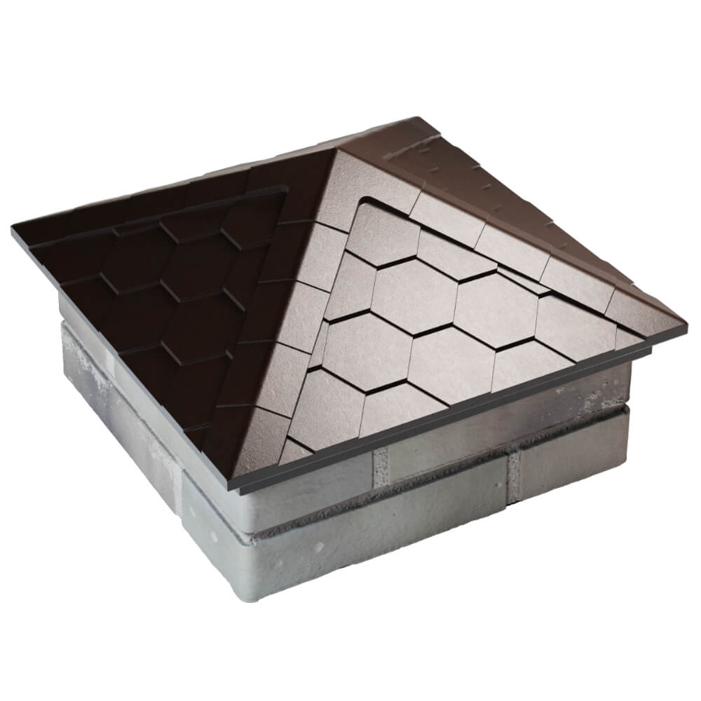 Колпак Zking Эверест Коричневый на столб 1.5х1.5 кирпича (390х390мм) в Пятигорске фото