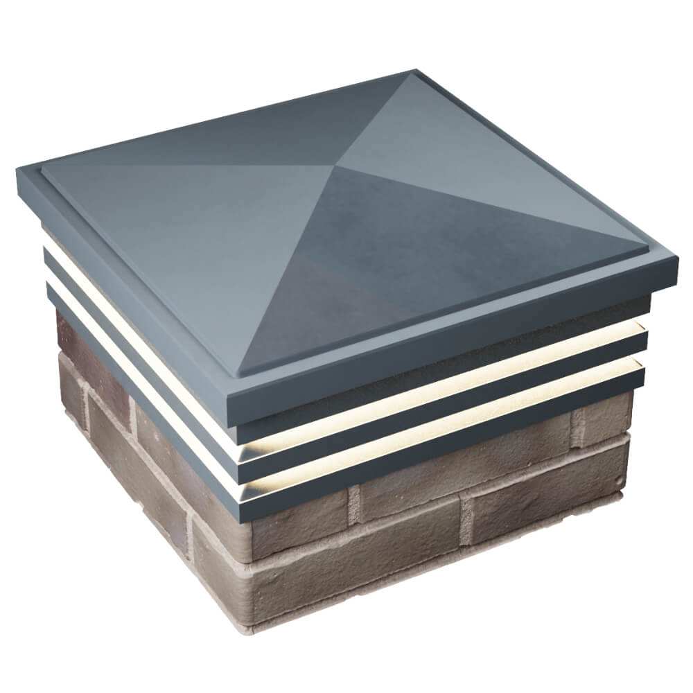 Колпак Zking Бона ХайТек Серый на столб 1.5х1.5 кирпича (385х385мм) с подсветкой в Пятигорске фото