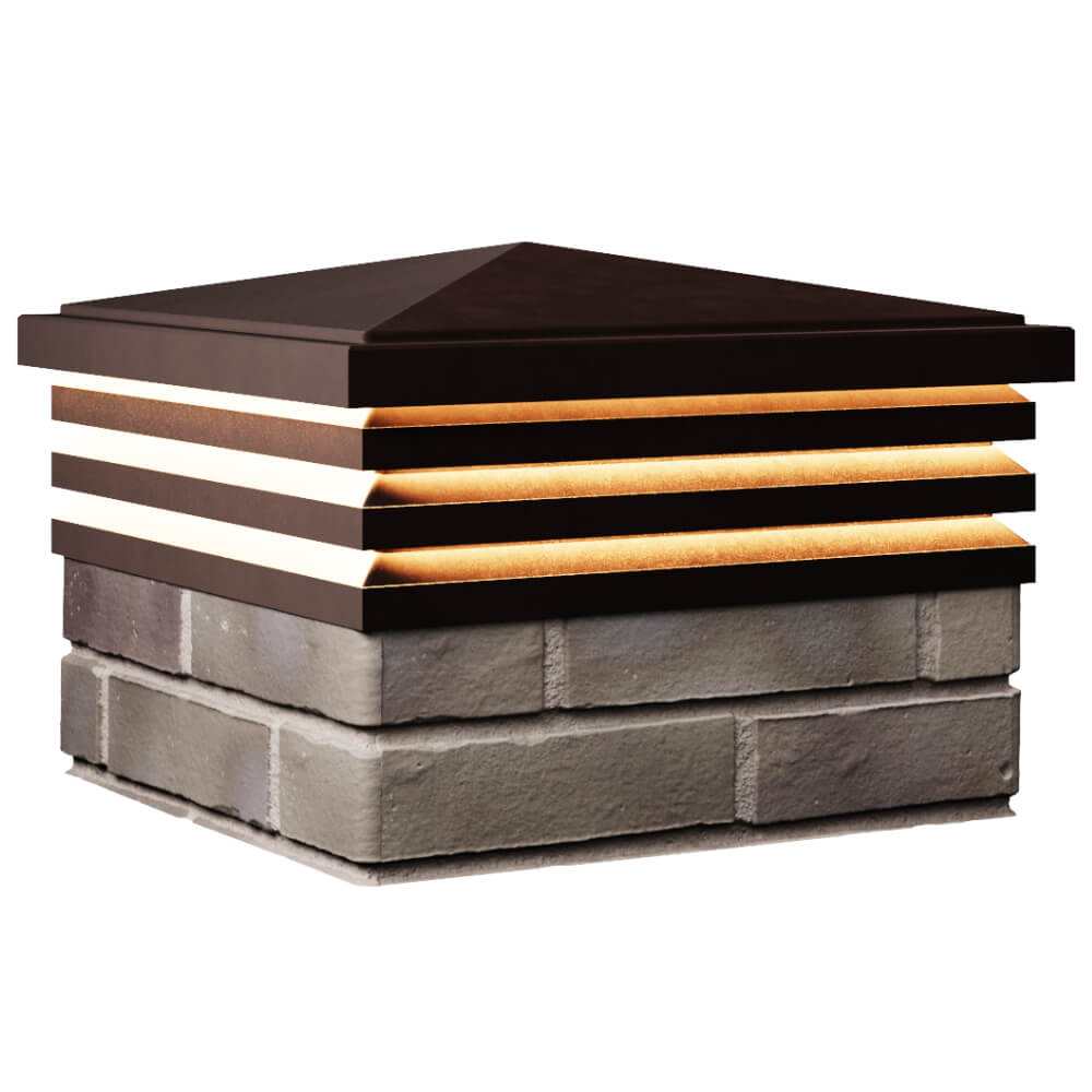 Колпак Zking Бона ХайТек Коричневый на столб 1.5х1.5 кирпича (385х385мм) с подсветкой в Пятигорске фото