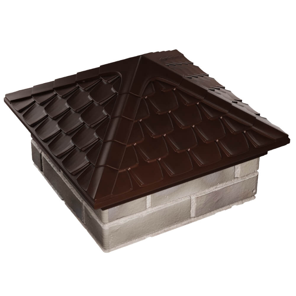 Колпак Zking Эльбрус Коричневый на столб 1.5х1.5 кирпича (385х385мм) в Пятигорске фото